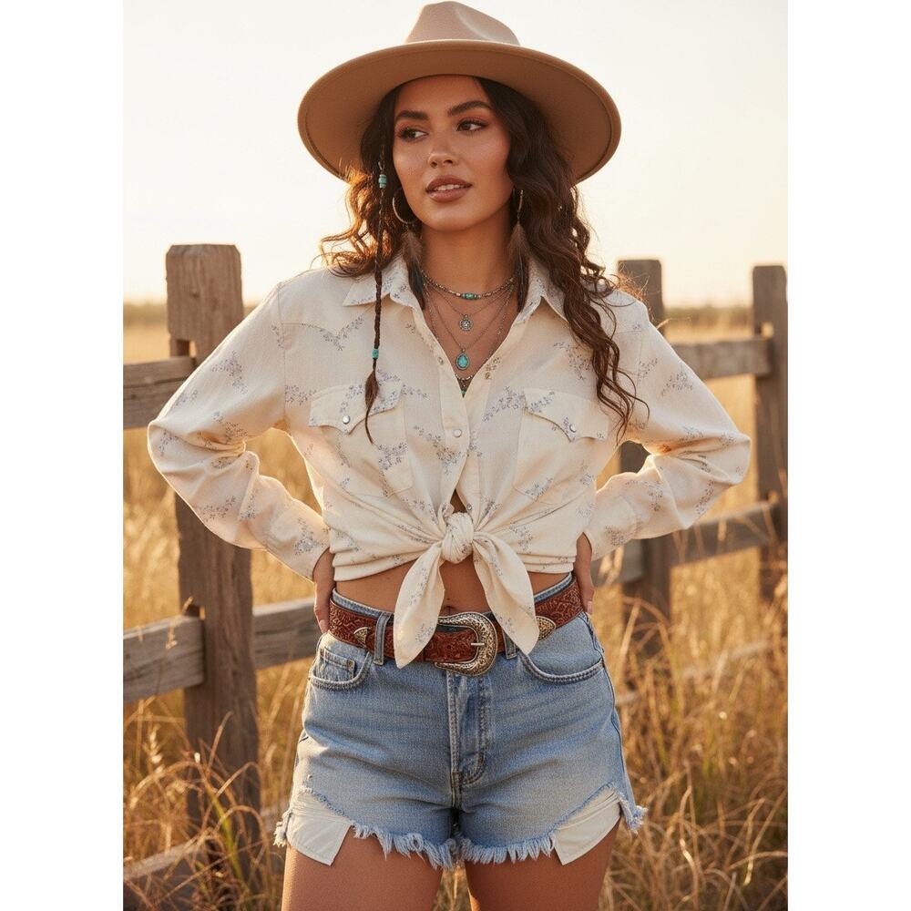 Vintage Silver Spur Western Pearl Snap Floral Shirt Oversized L/XL Women’s